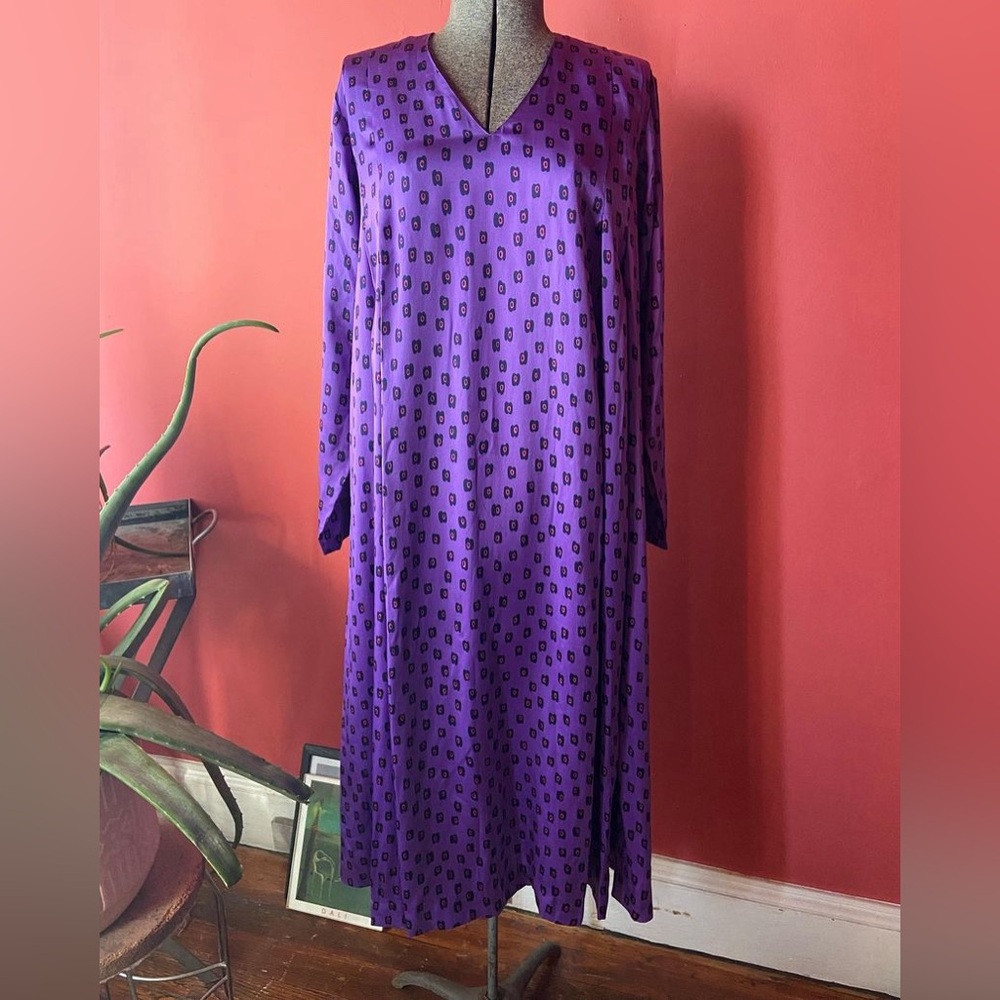 VINTAGE BARBARA STONE SILK TENT DRESS size S/M